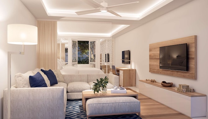 Radisson Blu Beach Resort, Milatos Crete - Deluxe Family Suite Main Bedroom living Area