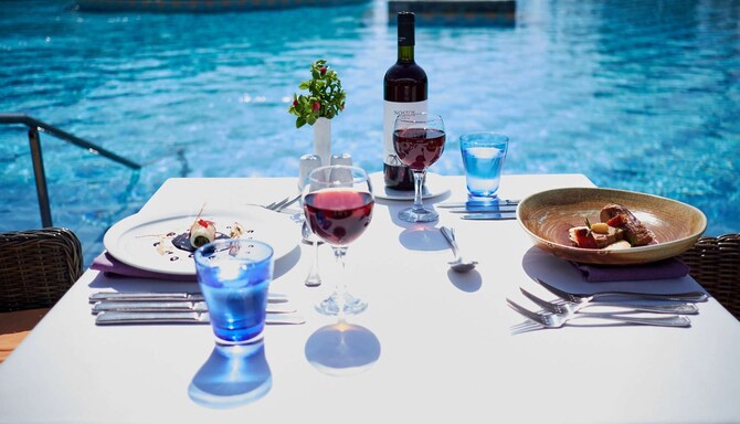 Radisson Blu Beach Resort, Milatos Crete - Restaurant Table with Food