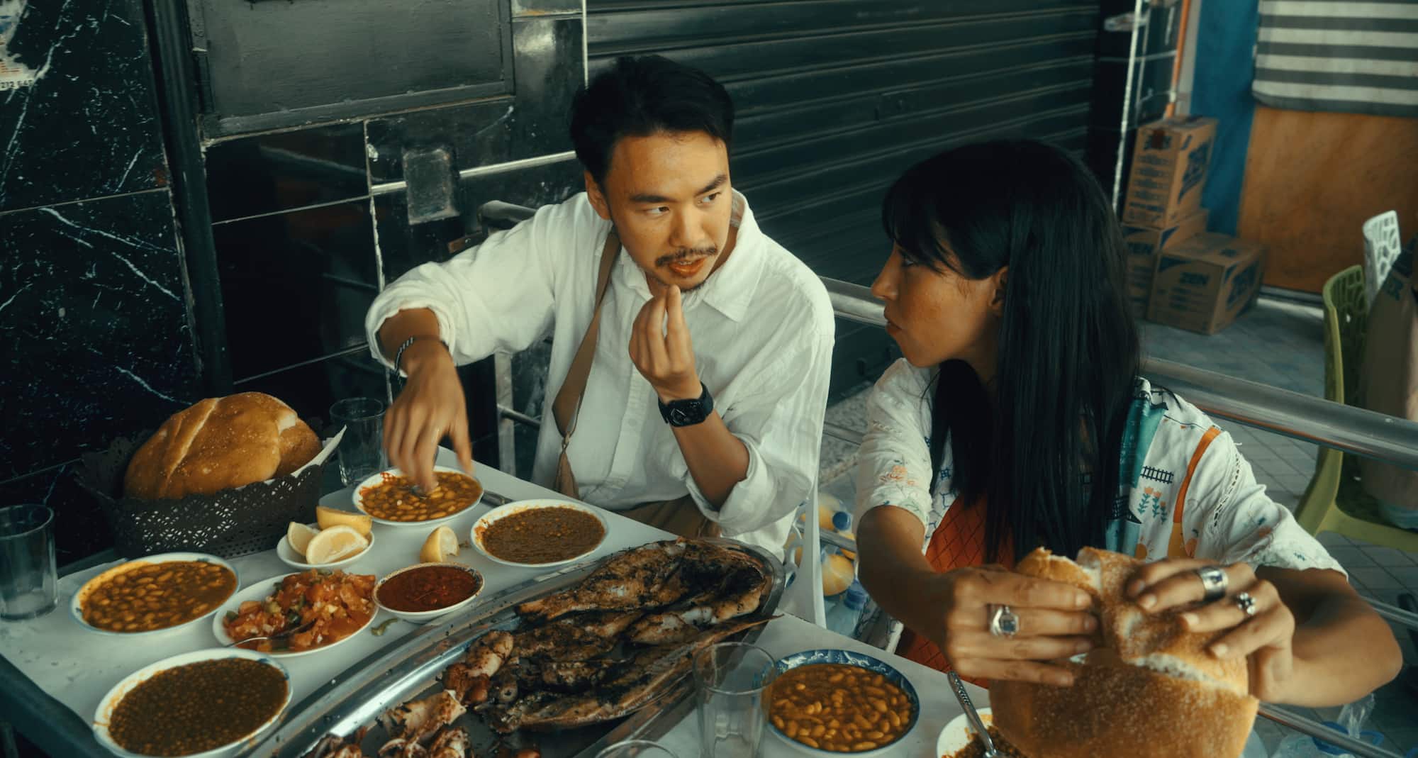 Fish barbecue with friends