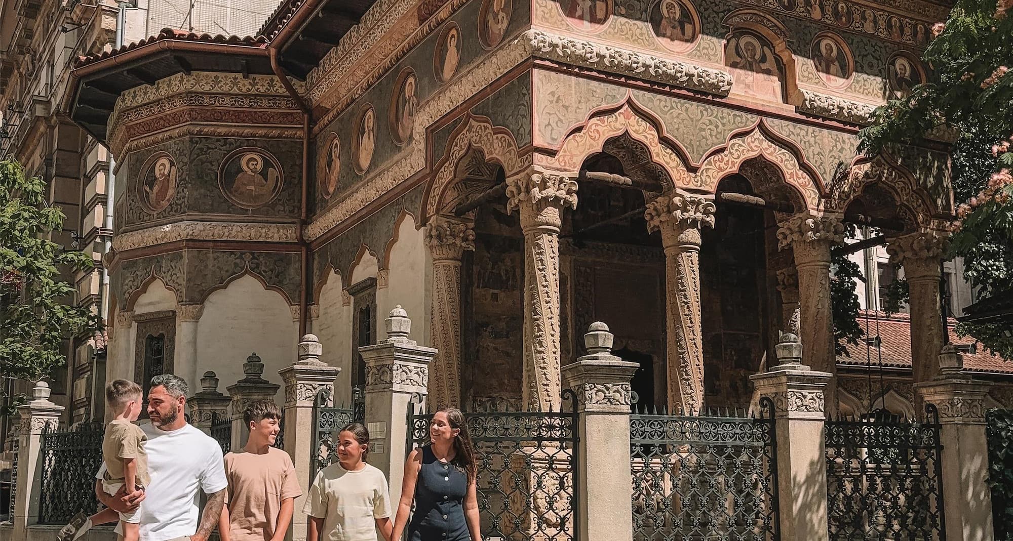 Family exploring Bucharest