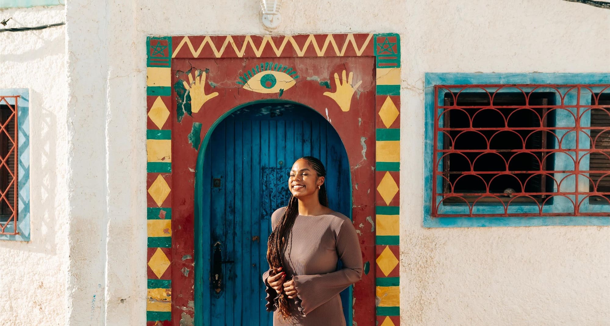 Colorful doors of Taghazout Village