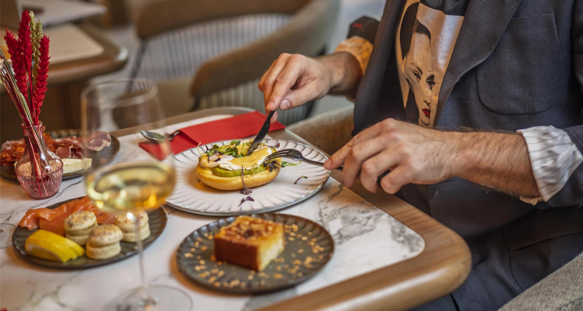 Radisson RED Madrid - Table full of vibrant food