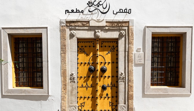 Iconic yellow door in Tunis' Medina