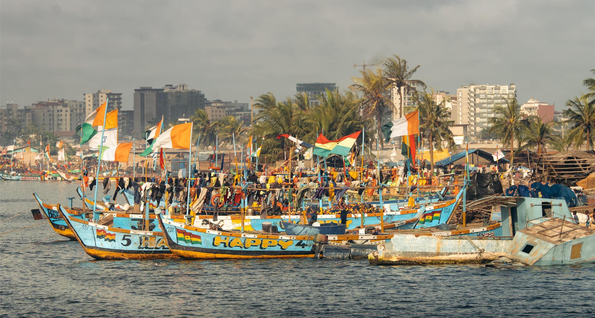 Colorful boats on the river