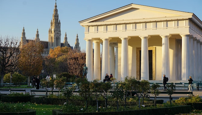 Volksgarten with a view of the Vienna City Hall
