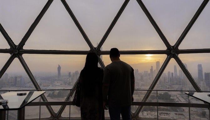 Sunset from Kuwait's towers, Sheikh Jaber Al-Ahmad Cultural Centre