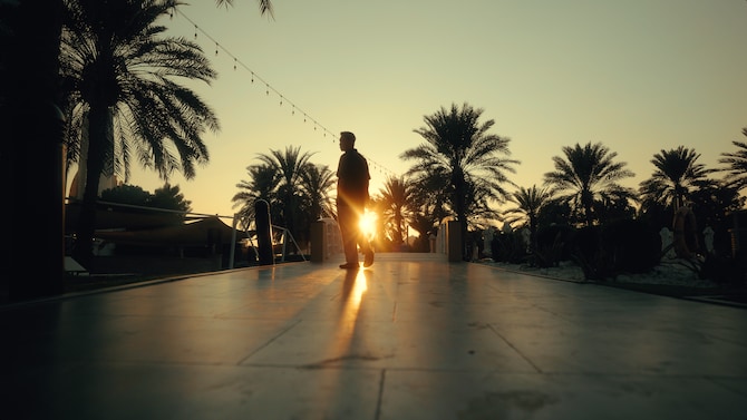Peaceful sunset walk in Abu Dhabi