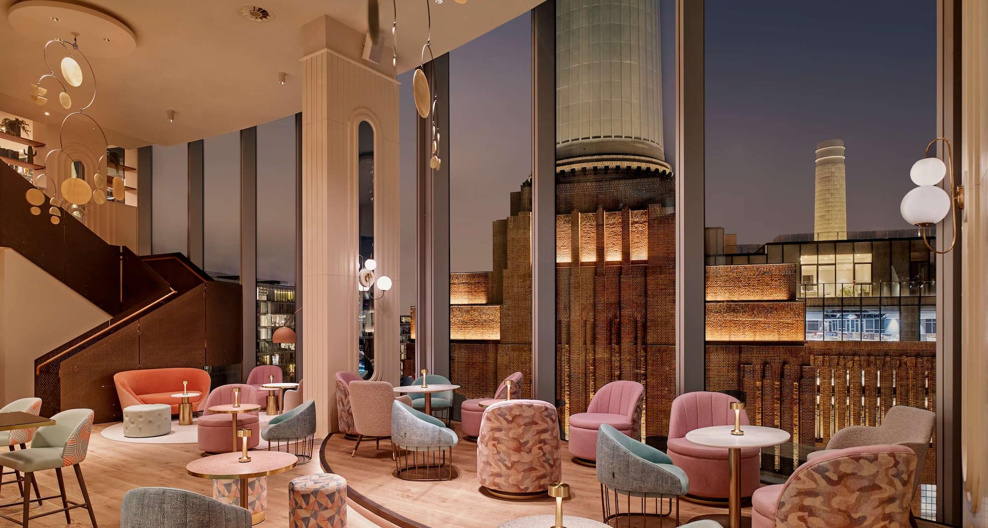 art'otel London Battersea Power Station - JOIA bar wide stairs