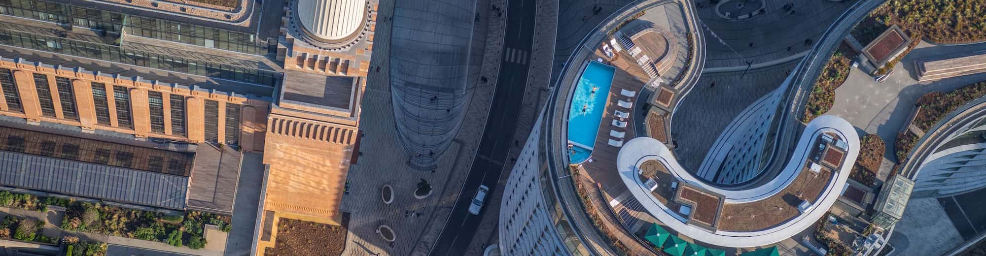 art'otel London Battersea Power Station - arial view - hotel & pool