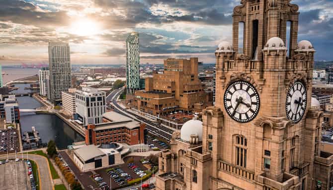 Aerial view of Liverpool - Radisson RED Liverpool s FOUR iconic neighbors