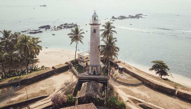 Blog images - 2023 - Uncover the Natural and Cultural Jewels of Sri Lanka Drone footage of Galle Lighthouse in Sri Lanka