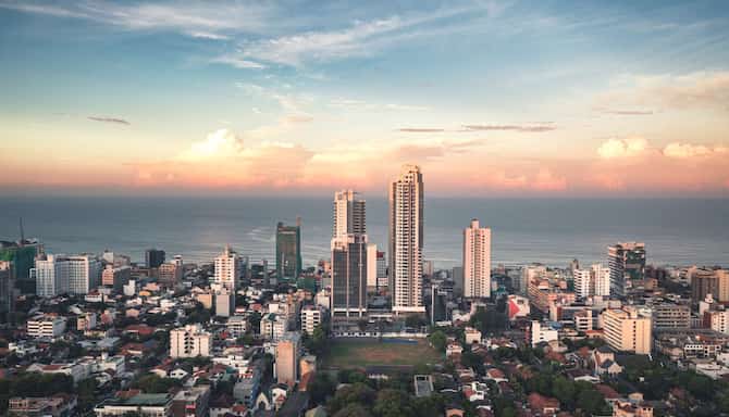 Blog images - 2023 - Uncover the Natural and Cultural Jewels of Sri Lanka Drone view of Colombo Sri Lanka