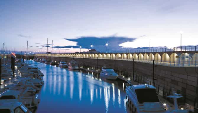 Blog images - 2024 - How to Spend a Weekend in Jersey Destination Marina view at night