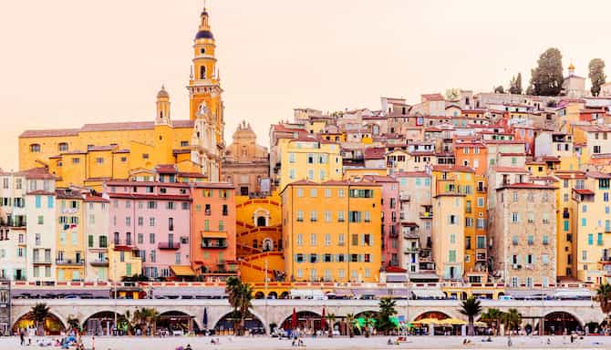 Blog images - 2025 - Menton skyline at sunset French Riviera