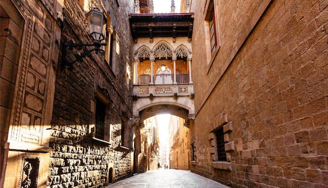 Blog images - 2025 - Street in Gothic Quarter in Barcelona Spain