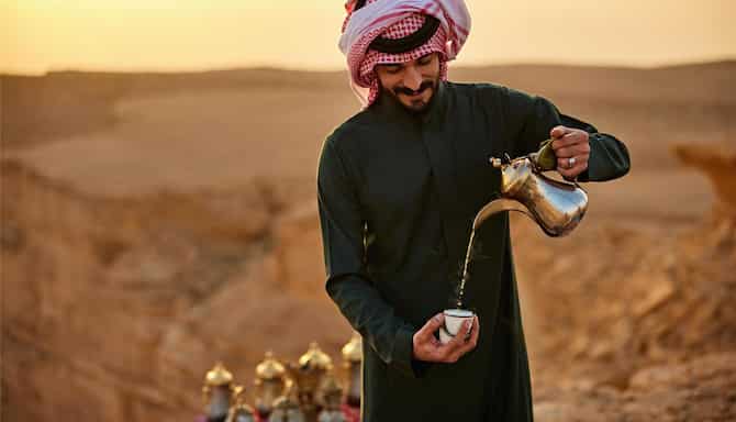 Blog images - 2025 - Restaurants in Riyadh a culinary journey awaits Food amp Drink traditional tea in cup at Edge of th