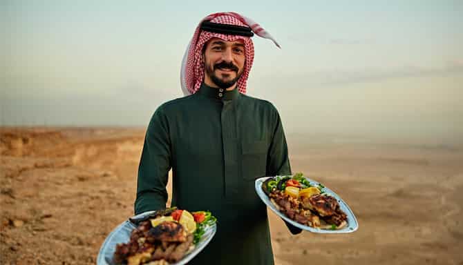 Blog images - 2025 - Restaurants in Riyadh a culinary journey awaits Food amp Drink barbecue trays at Edge of the World