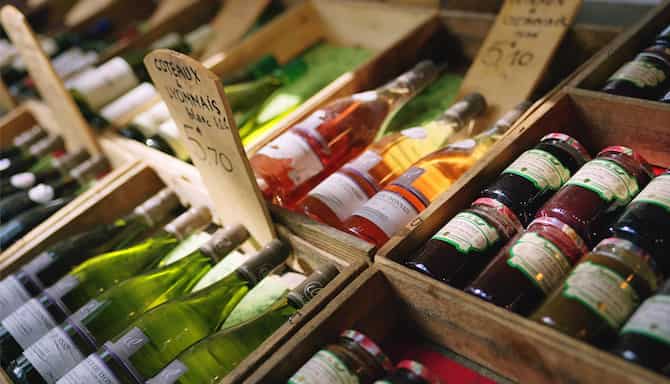 Blog images - 2025 - wines and jams displayed in a Lyon market