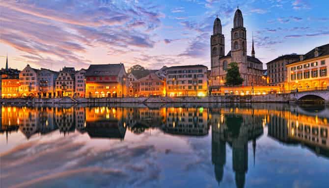 Grossmünster at night, Zurich