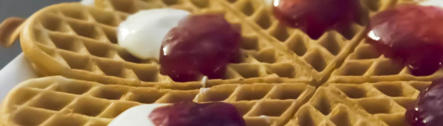 Blog images - 2025 - VOL.003 - Norwegian Waffles Heart Shaped Waffles served with whipped cream and jam