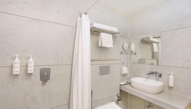 D Square Statue of Unity Kevadia, a member of Radisson Individuals - Family Suite - River View with Balcony-Bathroom