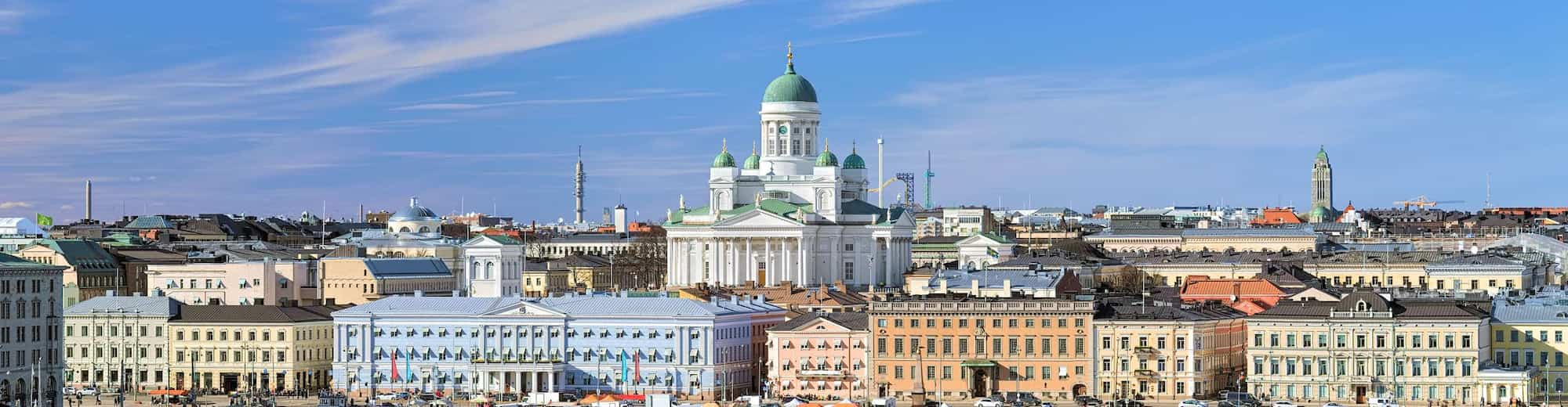 Reiseziel-Seiten – Stadtblick und Kathedrale in Finnland