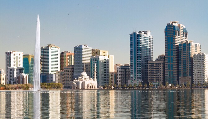 Destination Pages - Skyline and Mosque in Sharjah