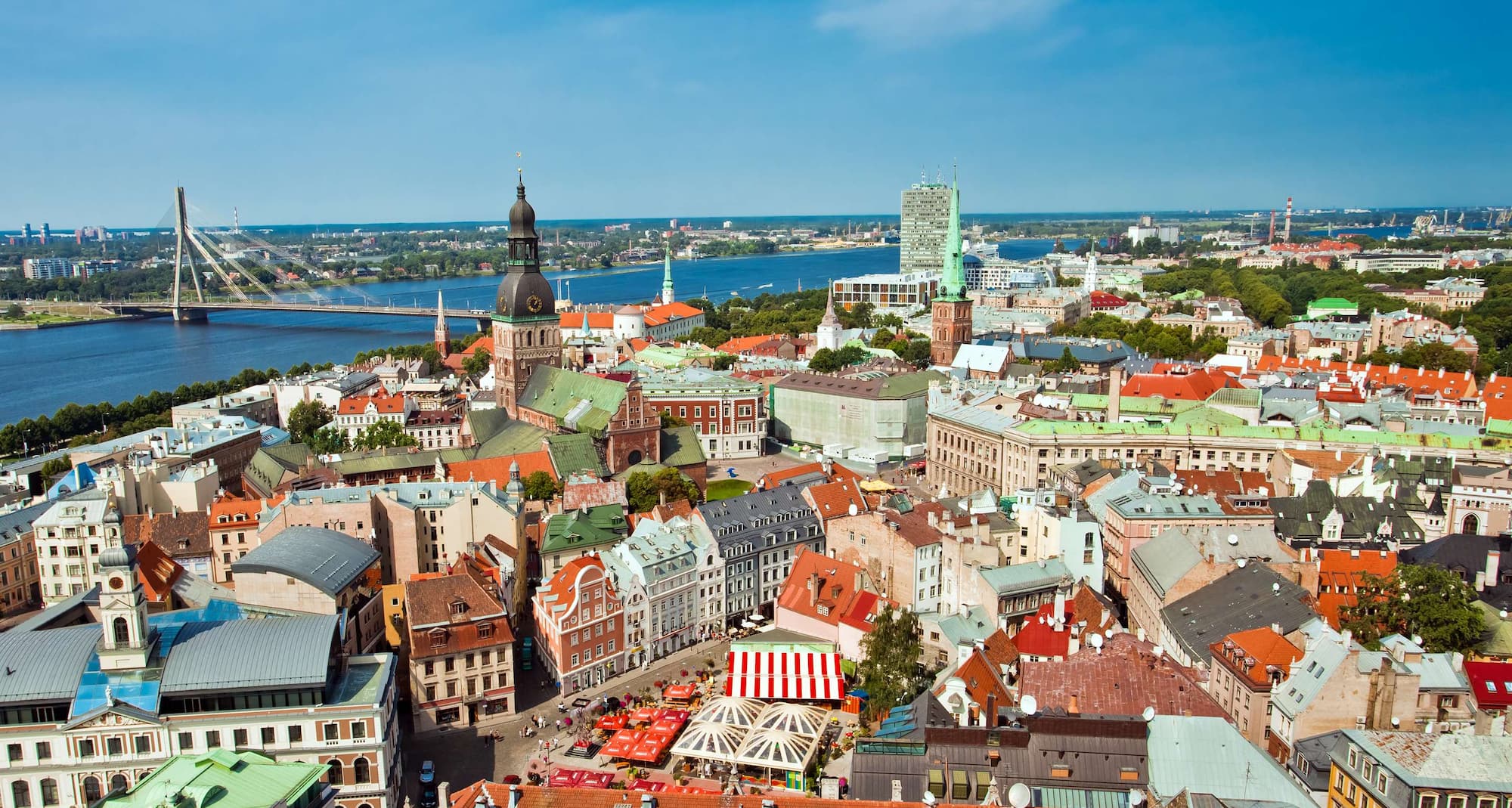 Destination Pages - Aerial Old Town and River View in Riga