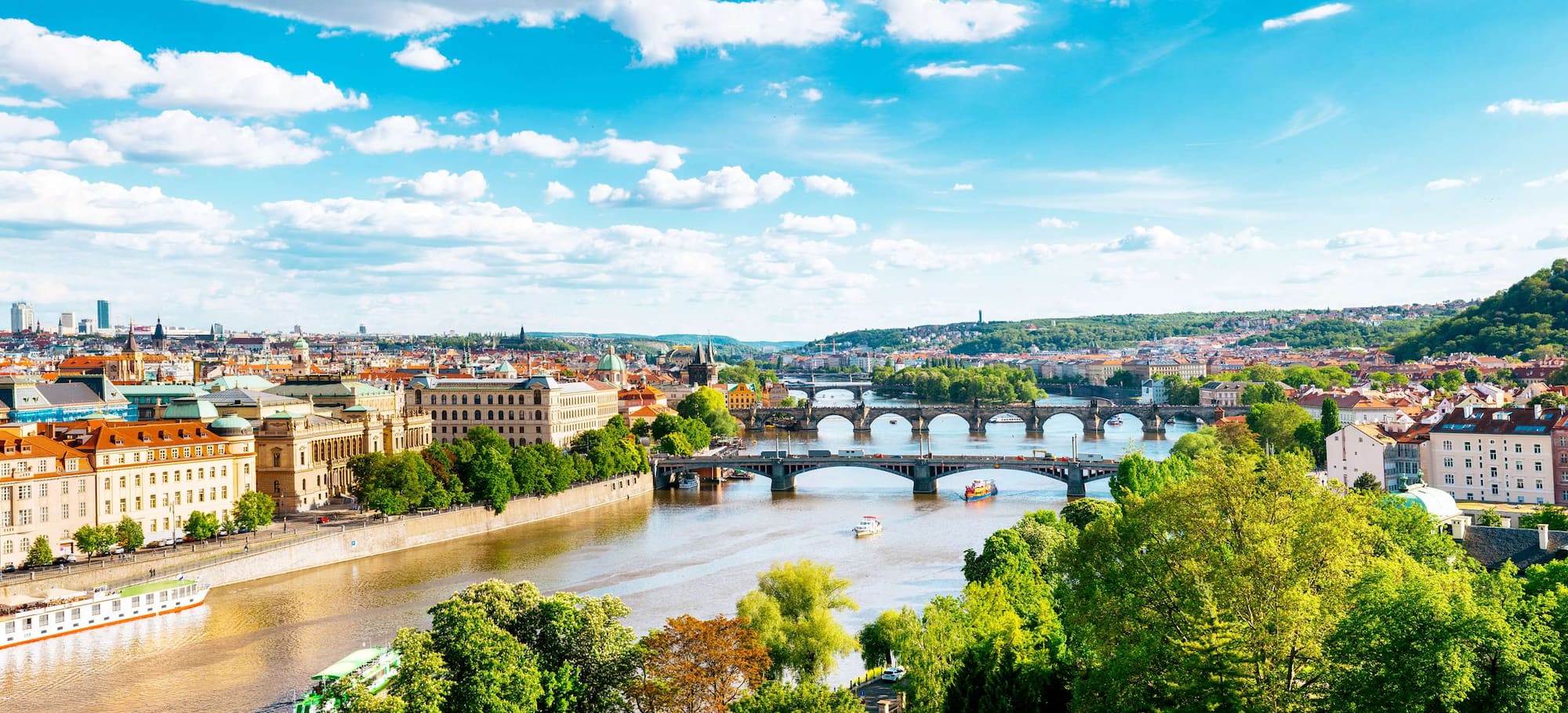 Destination Pages - Aerial River and City View in Prague