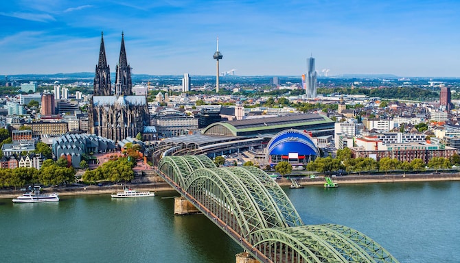 Destination Pages - Aerial River and City View Cologne