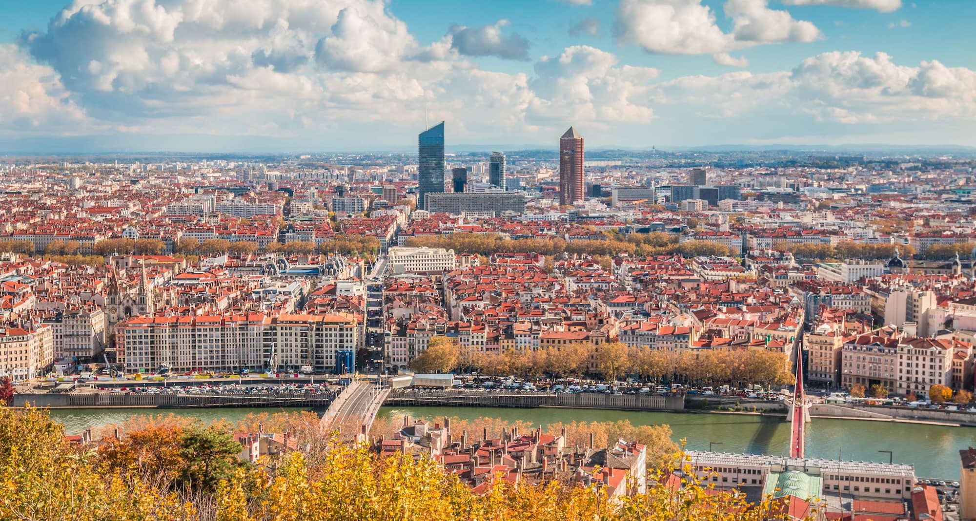 Destinationssidor - Stadsvy i fågelperspektiv, Lyon
