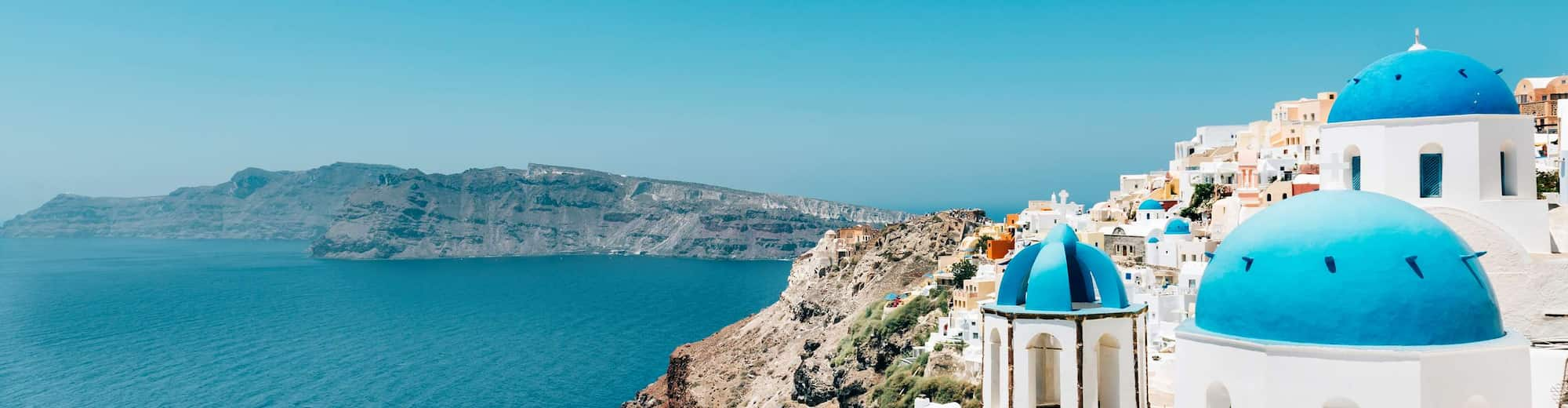 Reiseziel-Seiten - Blick auf Santorin