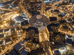 Destination Pages - Aerial night view of Al Wasl, Dubai, UAE