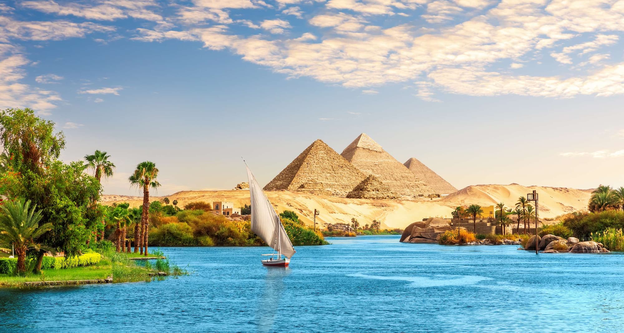 Destination Pages - Africa - River Nile and Pyramids of Giza Egypt