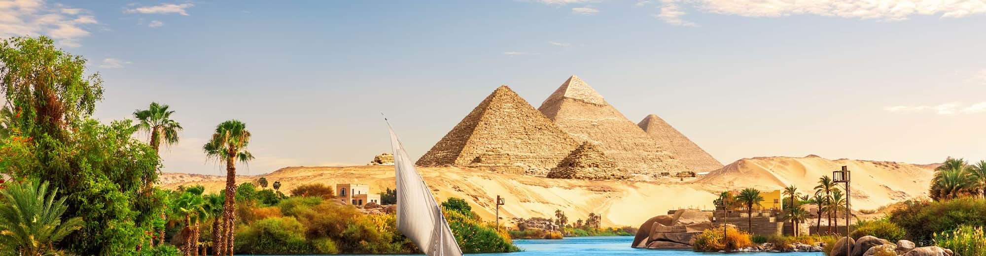 Destination Pages - Africa - River Nile and Pyramids of Giza Egypt