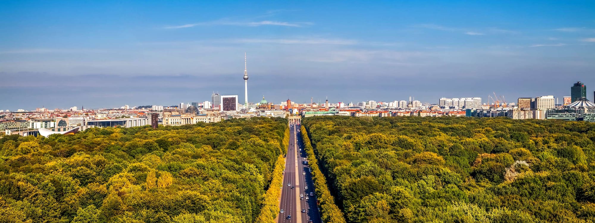 Destination Pages - Aerial skyline and Brandenburg Gate in Germany