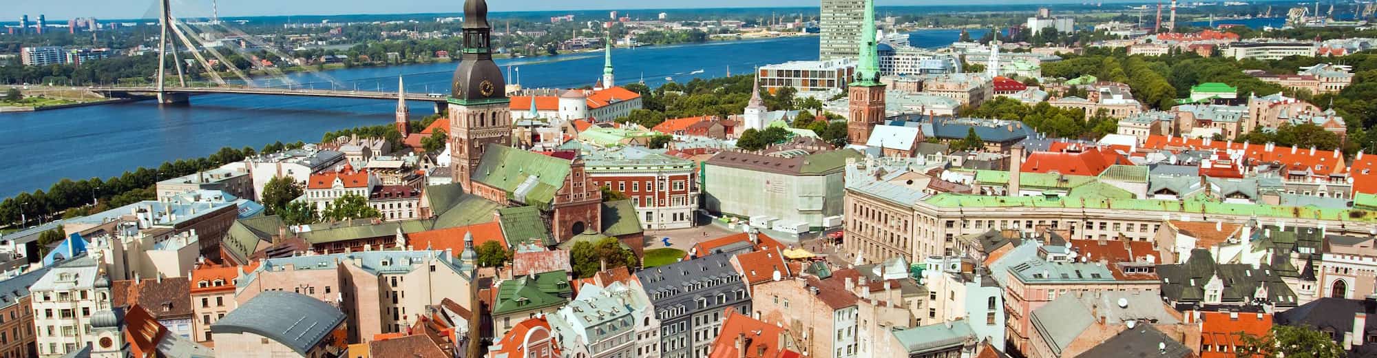 Destination Pages - Aerial Old Town and River View in Riga