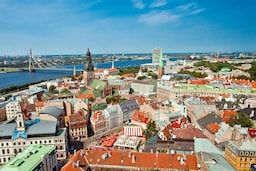Destination Pages - Aerial Old Town and River View in Riga