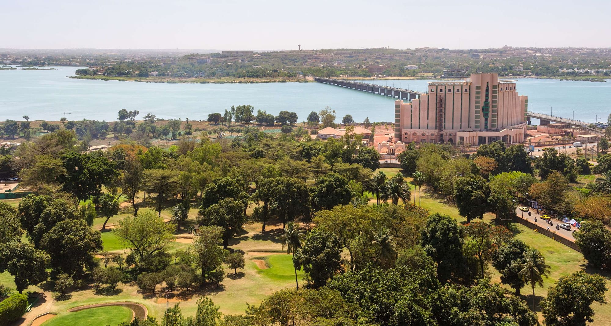 Destination Pages - Aerial River and City View Bamako
