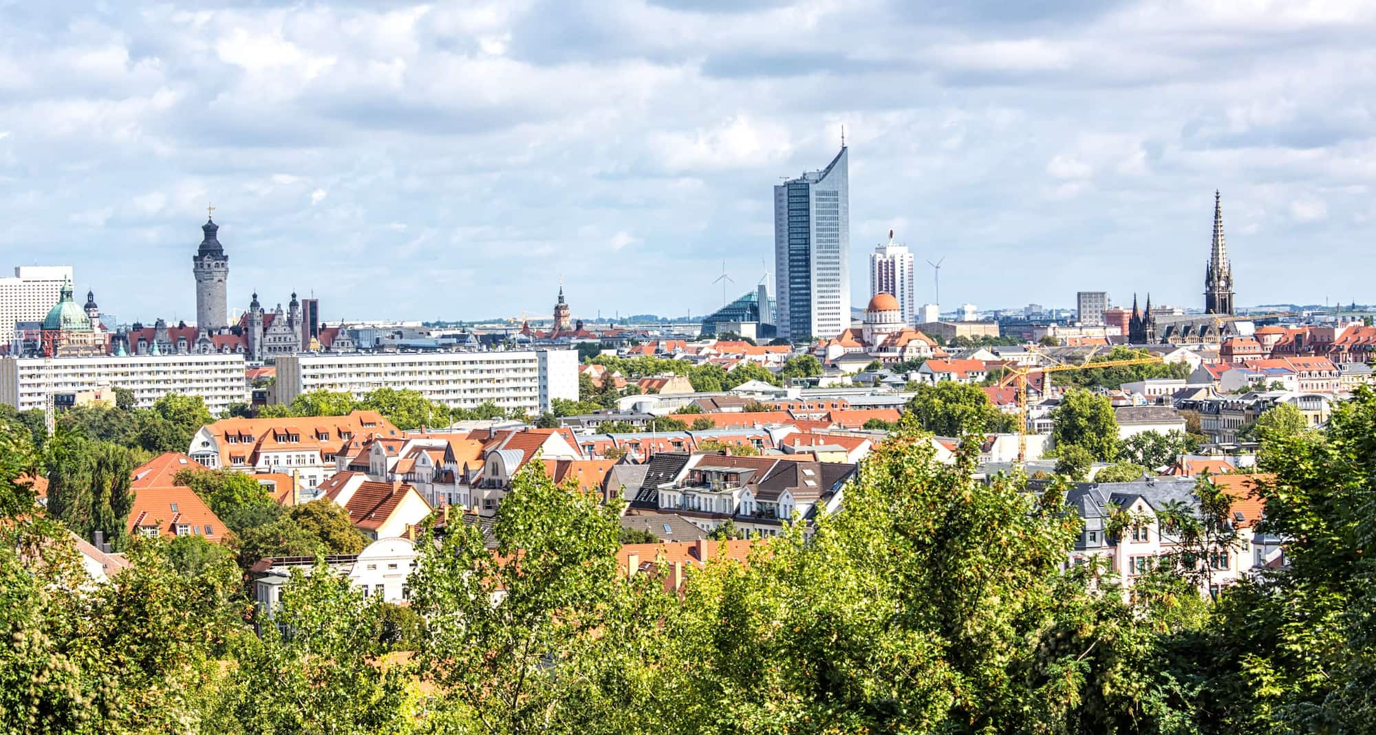 Destinationssider - luftfoto med byudsigt over Leipzig