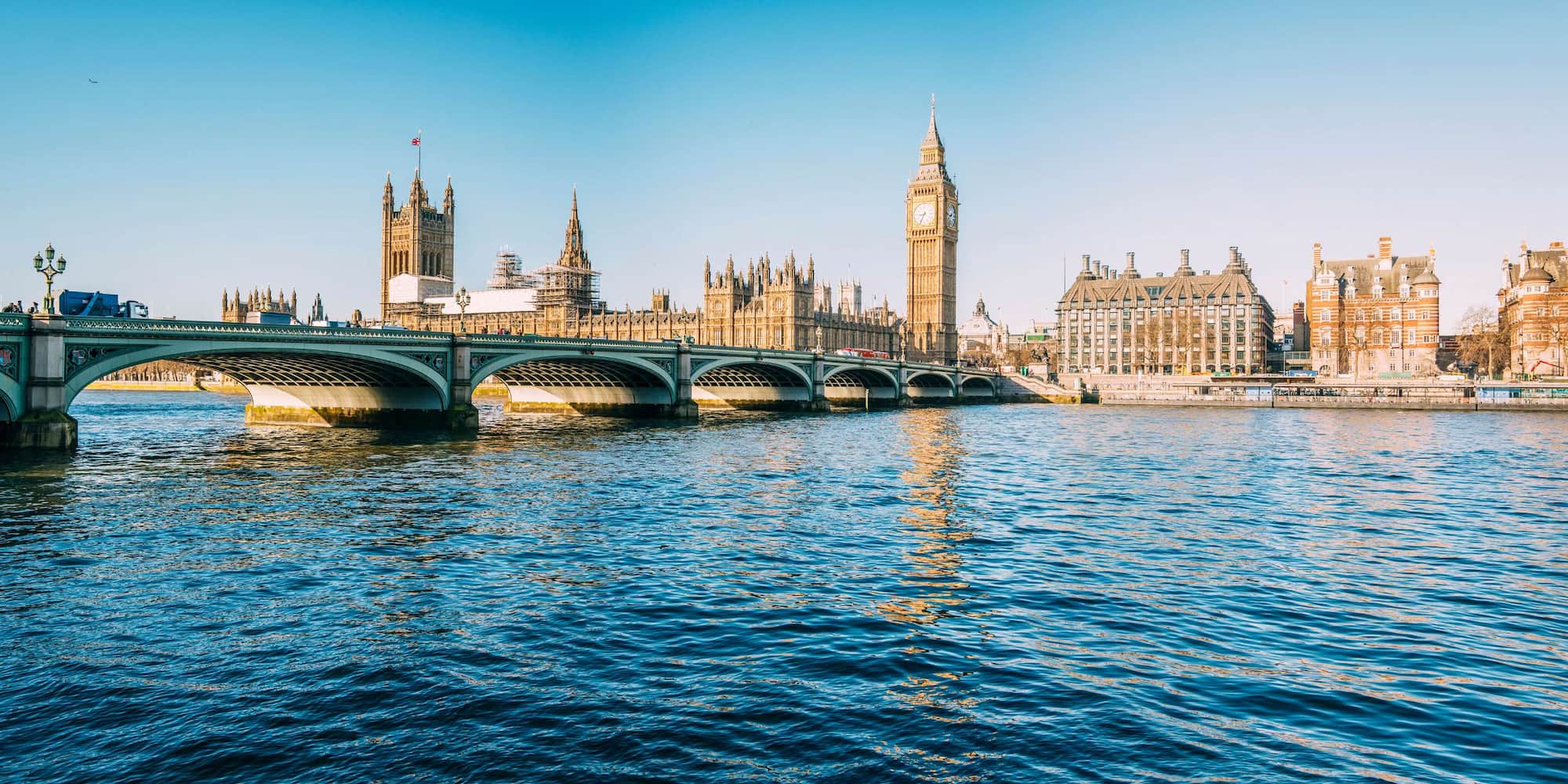 Reisemålssider – utsikt over elv og by i London