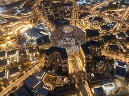 Destination Pages - Aerial night view of Al Wasl, Dubai, UAE
