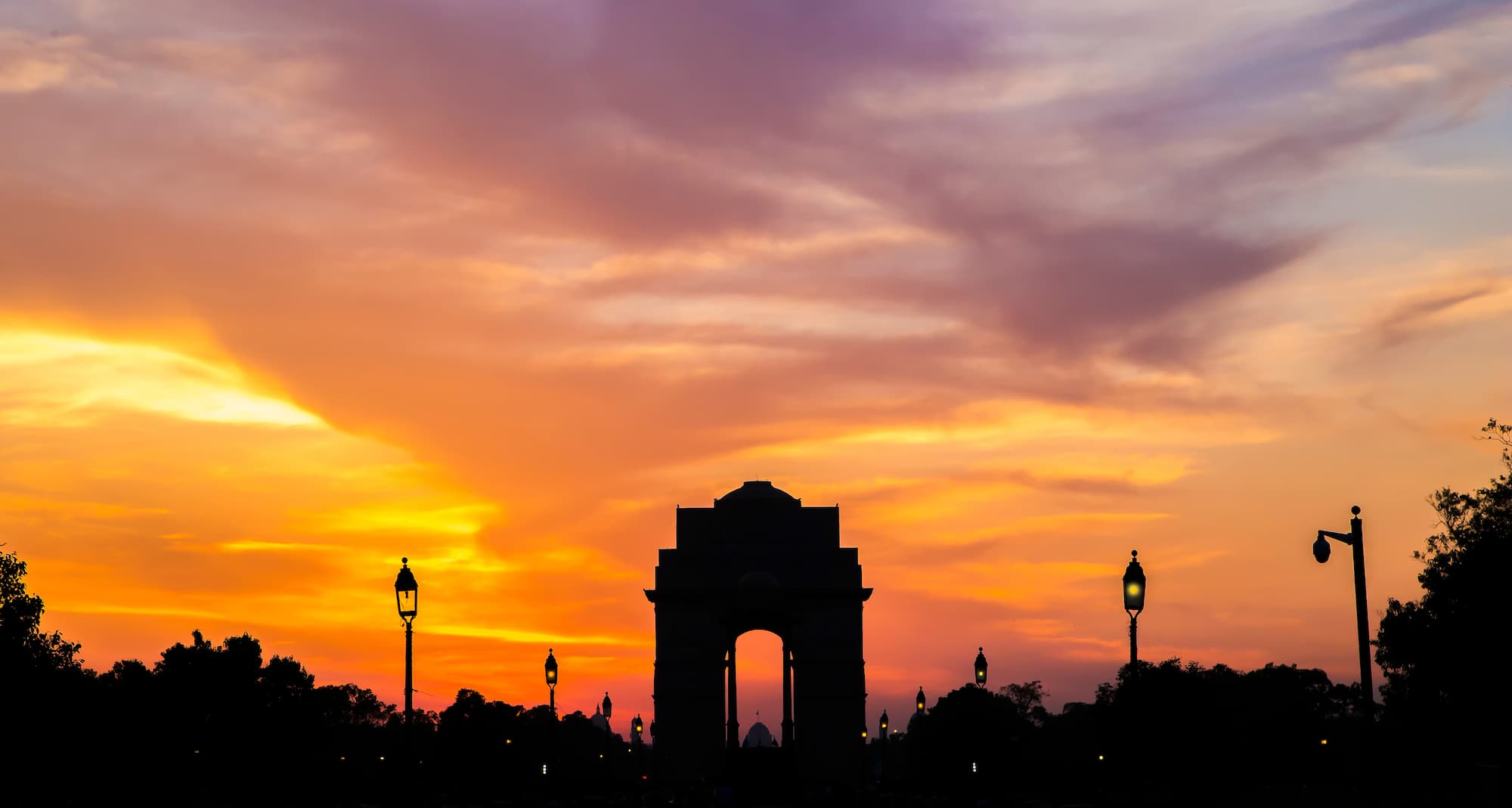 Evening skies behind India Gate