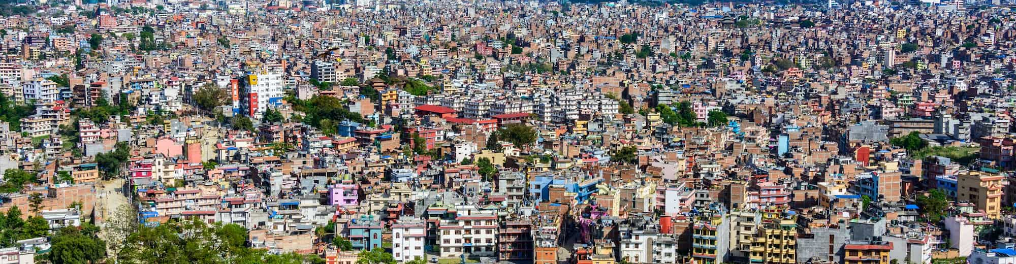 Páginas de destinos - Vista aérea da cidade de Catmandu