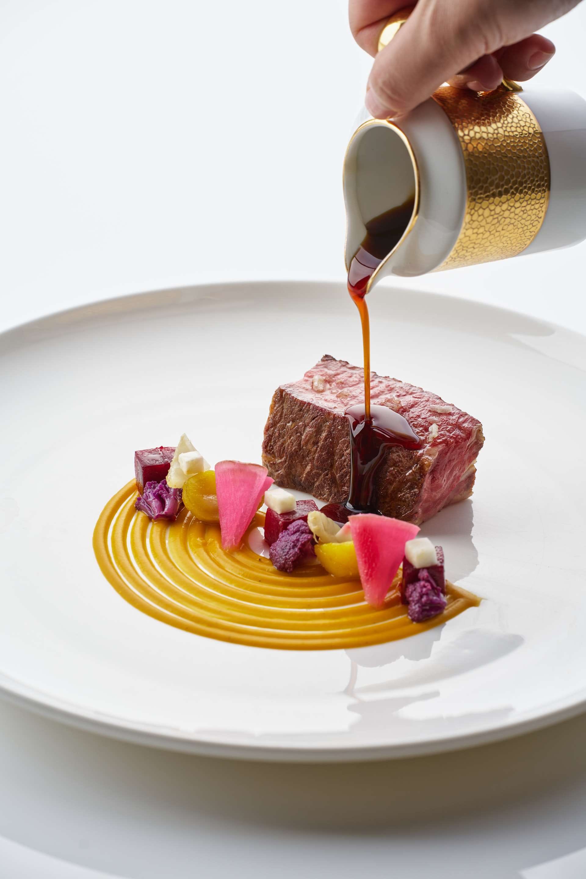 J Brand - Centouno M Grilled M Beef Sirloin with Pumpkin Fennel Chick Pea Puree Black Truffle Beef Jus