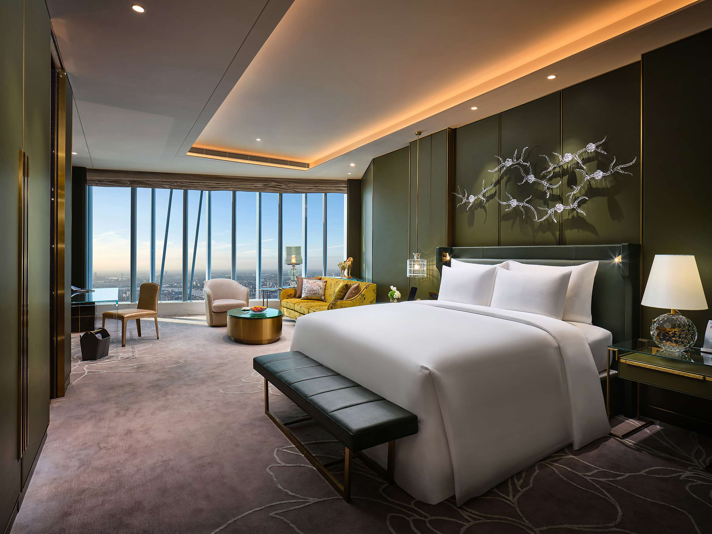 上海中心J酒店 - J Hotel Shanghai Tower - Premium Stateroom and Stateroom Bed Area  - New Chinese Style