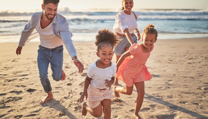 Marknadsföringskampanjer NOBA - Familj på stranden