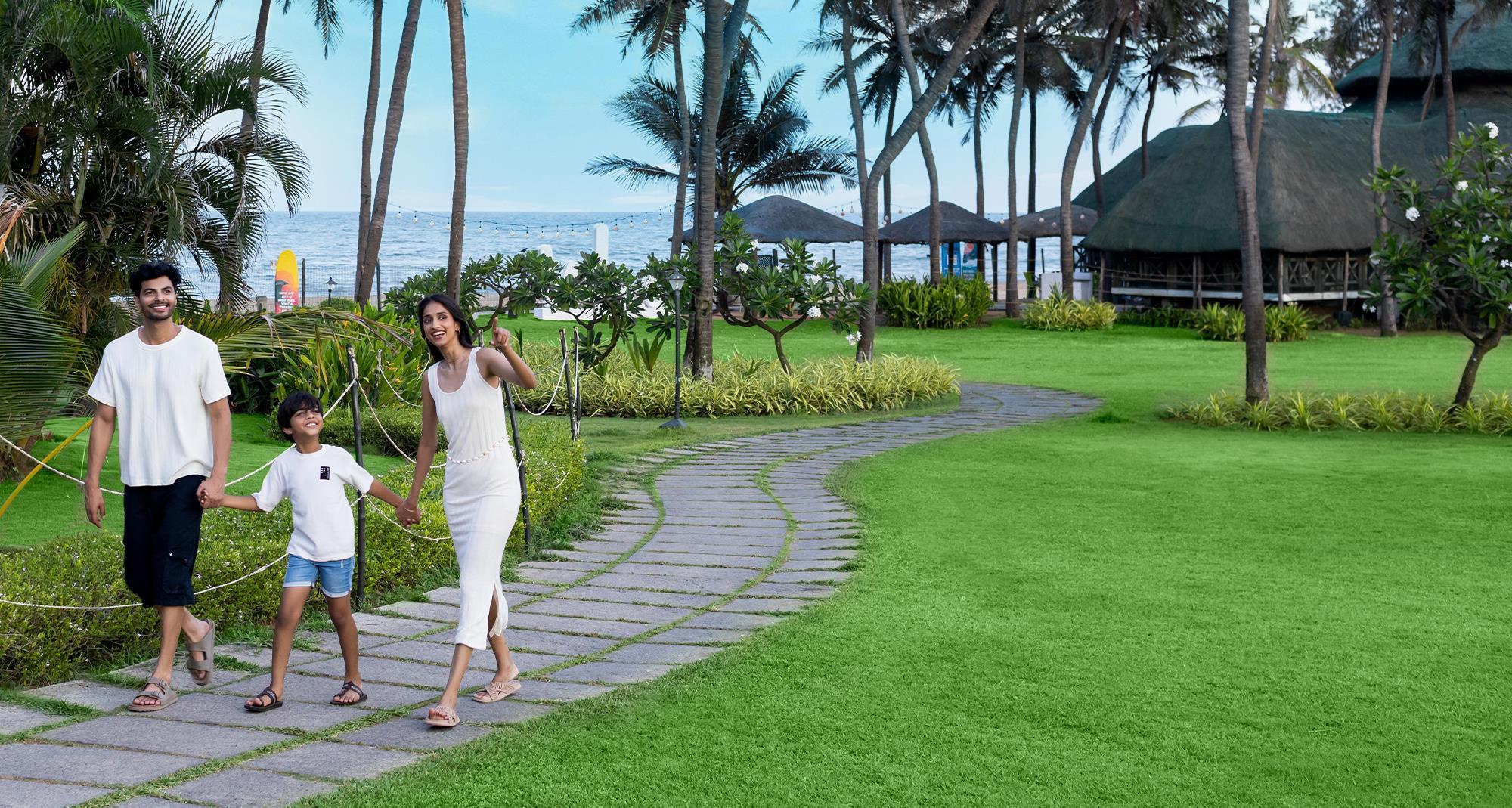 Exploring resort with the family