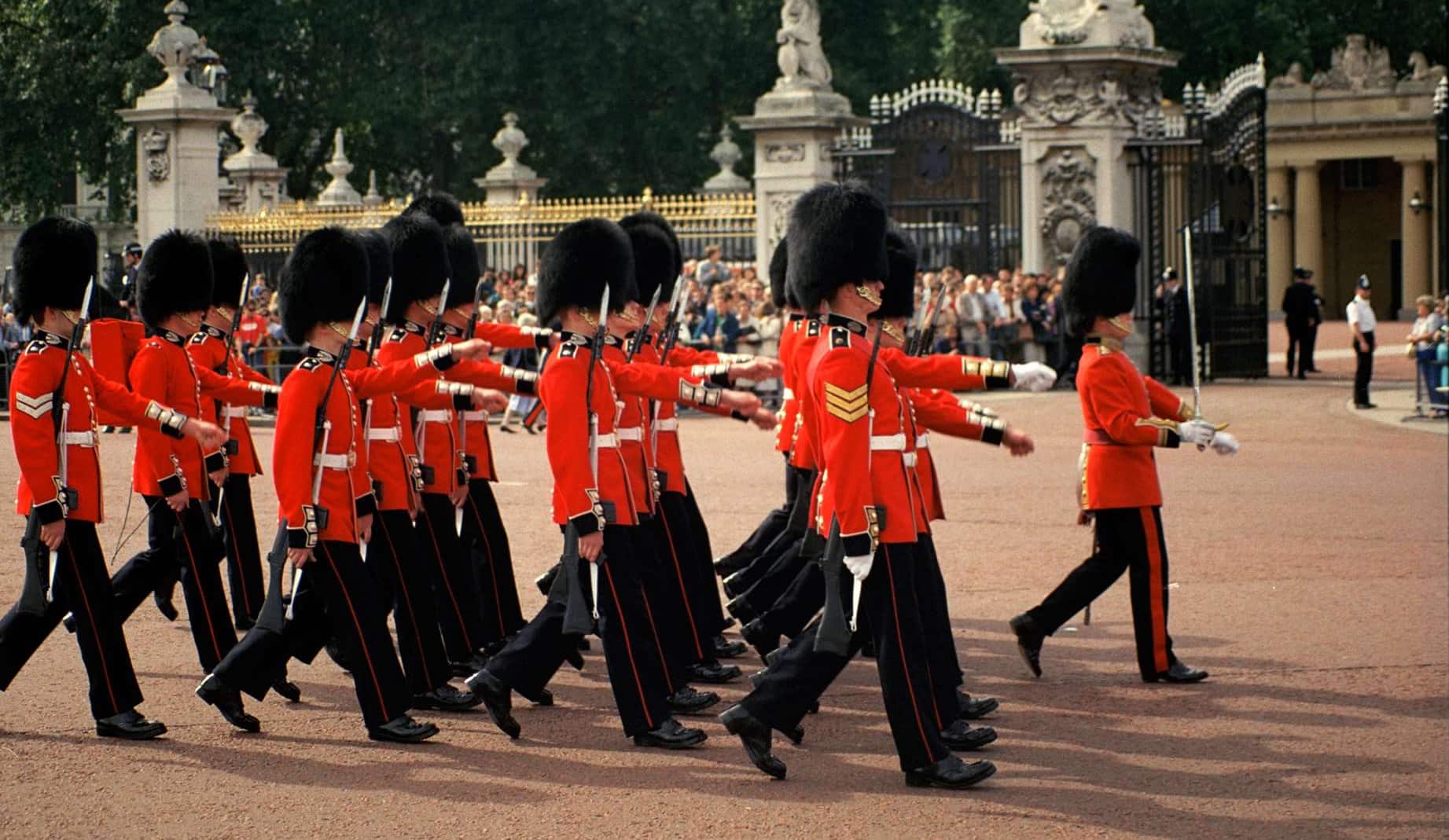 Guards marching, London, United Kingdom