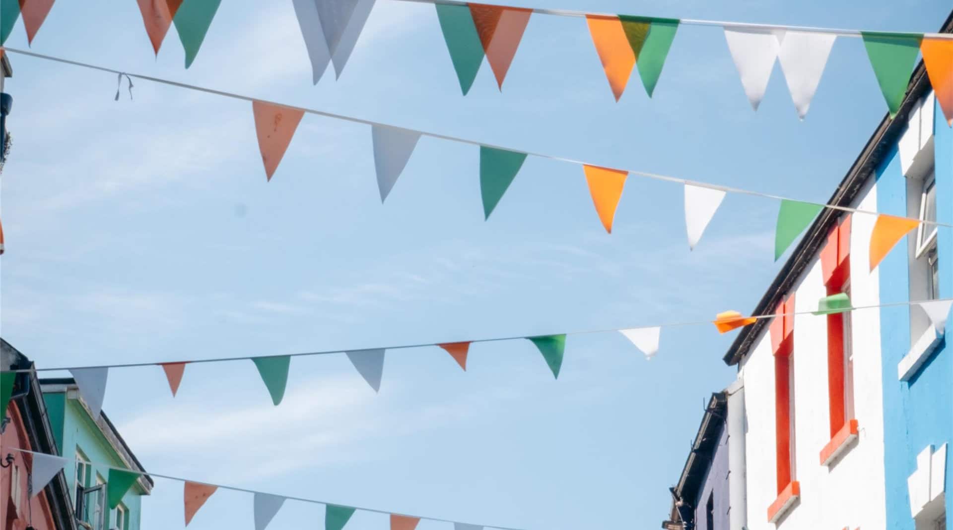 Irish flags in Latin Quarter, Galway